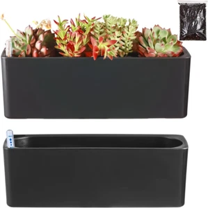 2 Pack Rectangular Planter 15.6 X 5.4 in Self Watering Planter Window Sill Plant - Picture 1 of 12