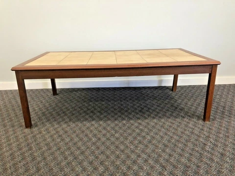 Vintage TEAK COFFEE TABLE Tile Top Danish Modern mid century wood retro DENMARK Cover