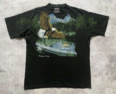 Camiseta Vintage Niagara Falls Eagle Wild Native Canadá Anos 90 Tamanho G Preta - Imagem 1 de 4