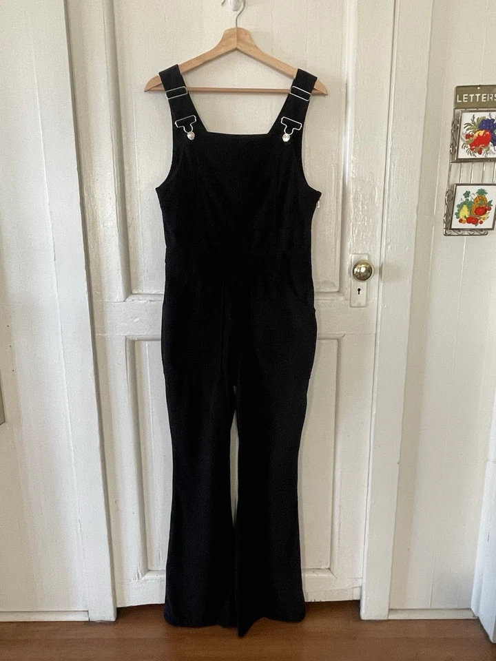 Macacão Anthropologie Avec Les Filles Veludo Feminino M Preto Bellbottom Boho - Imagem 1 de 4