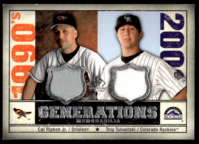2008 SP Legendary Cuts #GEN-RT Cal Ripken / Troy Tulowitzki BASEBALL Orioles - Image 1 of 2