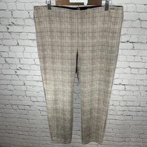 Tahari Tan Check Soft Faux Suede Legging Tummy Control Pants Size XL (35x28) - Picture 1 of 12