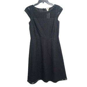 J. Crew Factory Black Square-Neck Eyelet Dress Size 2 NWT - Picture 1 of 4