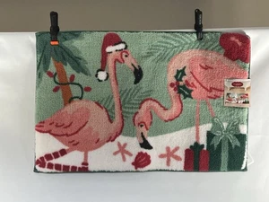 Alfombra de baño St. Nicholas Square Flamingo Santa Navidad VACACIONES 20x30" NUEVA - Imagen 1 de 3