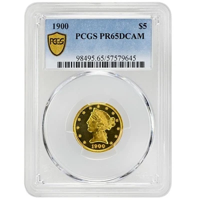 1900 年 5 美元自由女神 PCGS PR65DCAM 罕见硬币 — 第 1/4 张图片