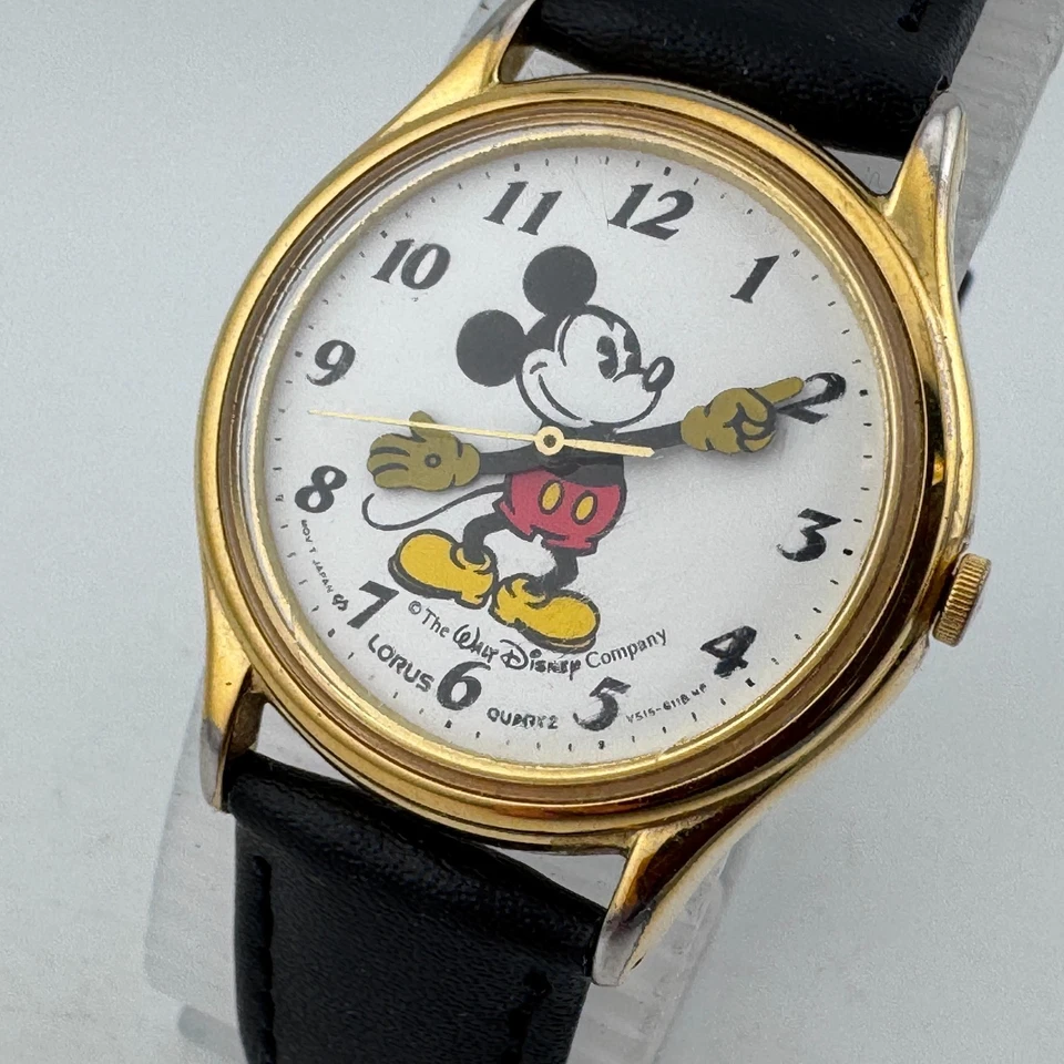 Винтажные кварцевые часы Lorus Disney Y131-6000 унисекс золотистый Микки новый аккумулятор - Изображение 1 из 4