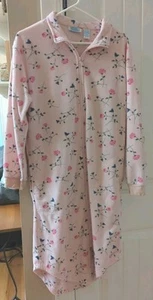 Vintage Gabrielle Intimates Housecoat Nightgown One Sz Pink Full Zipper Pockets - Picture 1 of 8