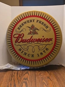 Budweiser Beer Bottle Cap Sign Wall Decor Man Cave Brewery Fresh Since 1876 - Picture 1 of 7