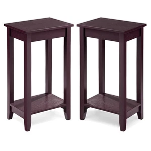 Set of 2 Tall Nightstand End Table Coffee Stand Sofa Side Accent Furniture - Picture 1 of 8