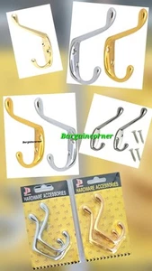 Hanging Hook 2 Hook With Screws Double-Ended Coat Hooks Durable Door Wall Hooks. - Picture 1 of 26