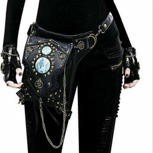 Steampunk Festival Rave Thigh Bag Holster Waist Pack Rock Goth Utility Studed - Picture 1 of 11