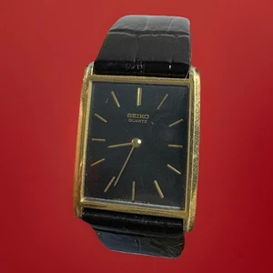 Reloj de vestir vintage Seiko cuarzo tanque 6020-5059 para hombre tono dorado rectangular - Imagen 1 de 15