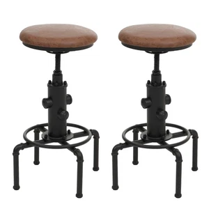 B-Ware 2er-Set Barhocker MCW-N23, drehbar Industrial Metall Kunstleder, braun - Bild 1 von 11