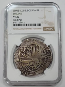 1603-1612 Cob 8 Reales Potosi Bolivia NGC VF20 Assayer R Nice Patina *K573 - Picture 1 of 5