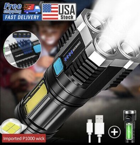 Super Linterna brillante antorcha LED 8 Core USB recargable tactica 4 Mode US