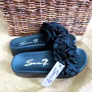 NIB Seven7 Didi Ruffle Black Slip-on slides - Picture 1 of 8