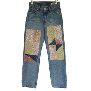 Levis 501 jeans womens UK 8 W25 L32 90s 150th anniversary patchwork sashiko - Picture 1 of 17