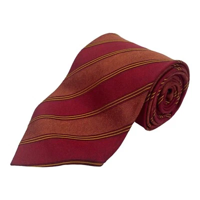 Daniel De Fasson Men's 100% Silk Handmade Tie Red Striped - Image 1 of 4