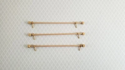 Dollhouse Miniature Curtain Rod Wood x3 1:12 Scale 4" long - Image 1 of 3