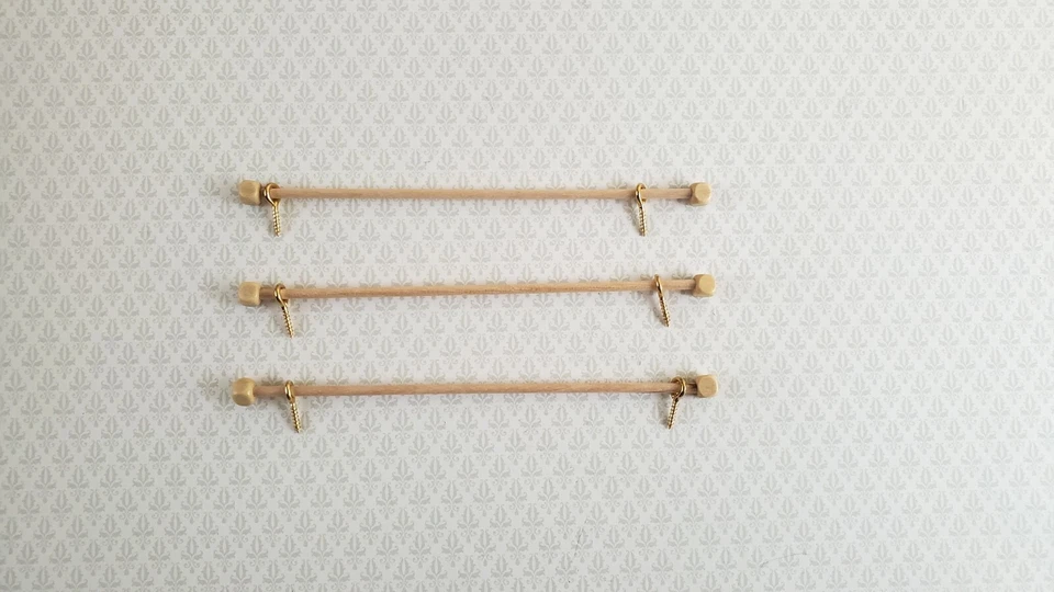 Dollhouse Miniature Set of 3 Curtain Rods W/hanging Hooks by Barbara O039 Brien