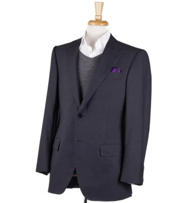 d'Avenza Classic-Fit Charcoal Gray Woven Super 150s Wool Sport Coat 40R (Eu 50) - Image 1 of 4