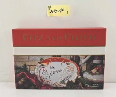 Fitz and Floyd Regal Holiday Sentiment Tray in original box - Image 1 of 4
