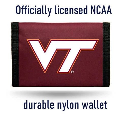 Virginia Tech University Hokies Nylon  Wallet NCAA Lic. .Trifold ID Pics Cover