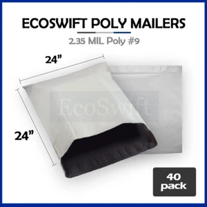 40 24x24 ECOSWIFT WHITE POLY MAILERS SHIPPING ENVELOPES BAGS - Picture 1 of 5