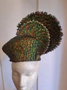 Jack McConnell Vintage Hat. Green Tones, Pheasant Iridescent Feathers - Picture 1 of 12
