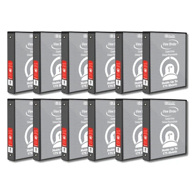 Carpeta BAZIC vista de 3 anillos de 1 pulgada con 2 bolsillos, negra (estuche de 12 carpetas) Foto 1 de 2