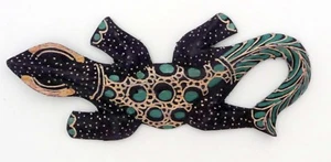 Holz Figur Wandfigur Gecko Wandgecko Asien Indonesien Java Batik N°16 - Bild 1 von 2
