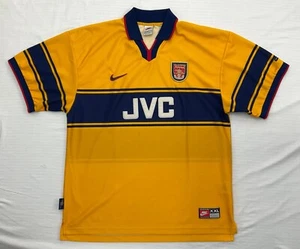 Nike Arsenal 1997 1998 1999 VINTAGE Away Football Shirt Soccer Jersey Yellow XXL - Picture 1 of 21