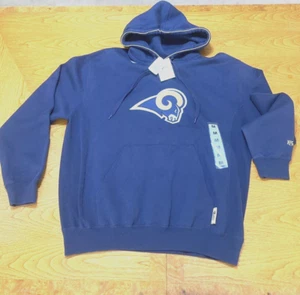 St Louis Rams NFL Hoodie Men's Medium Blue Hooded Sweatshirt front pocket NEW - Picture 1 of 15