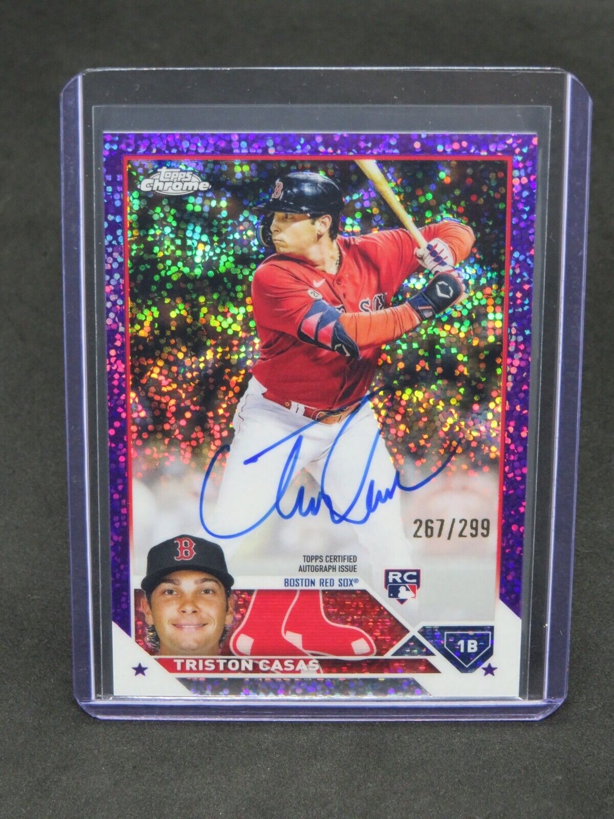 2023 TOPPS CHROME TRISTON CASAS RC ROOKIE PURPLE SPECKLE AUTO /299 RED SOX CM3