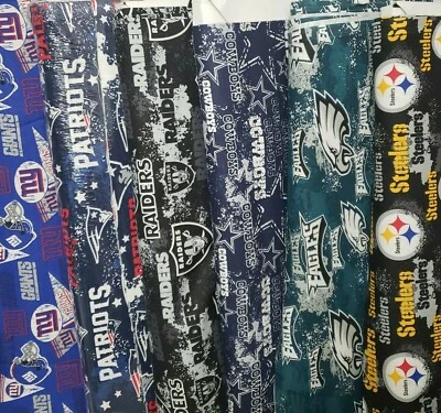 FABRIC TRADITIONS NFL Cotton Football Team Fabric By The (1/2) Half Yard -PICK TEAM- 18"L x 58"W