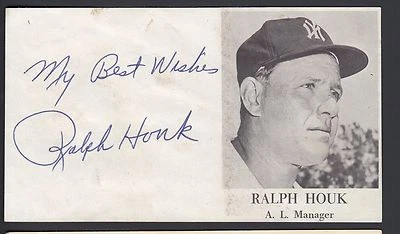 Ralph Houk Autographed 3.5x6 Index card with Yankees Picture SGC COA Large Auto - Image 1 of 2