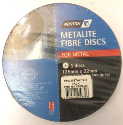 DISCOS DE FIBRA DE METAL PARA METAL P120 (PAQUETES DE 5) 125 MM X 22 MM Foto 1 de 2