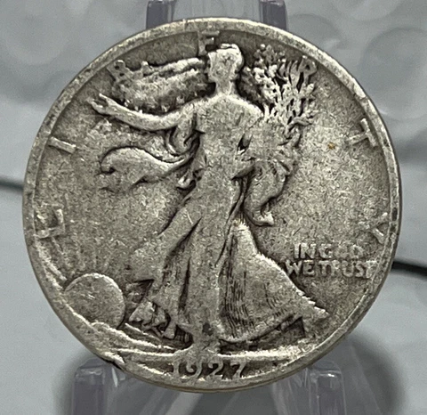 1927 S Walking Liberty Silver Half Dollar VG+ Full Date And Rims Nice Coin A1 Cover
