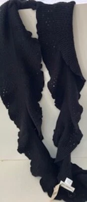 全新带标签 Coldwater Creek 黑色针织分层荷叶边围巾 — 第 1/3 张图片