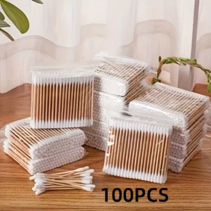 100Pcs per Pack Double-Ended Cotton Swabs, Baby Cotton Swabs, Ear Cleaning Stick - Picture 1 of 13