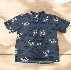 Vintage Palmwave Hawaiian Shirt Men's 100% Cotton Aloha Tropical Blue 3XL - Picture 1 of 8