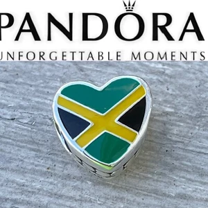 Rare PANDORA Country Of JAMAICA EXCLUSIVE Flag Enamel Heart CHARM - Picture 1 of 5
