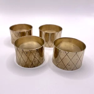 4 Stück Vintage Messing Argyle Diamant Netz Design Serviettenringe - Bild 1 von 5