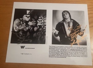 BRET HART PAPA SHANGOO Dual Autograph Signed Promo Photo 8x10 1992 Main Event#31 - Picture 1 of 2
