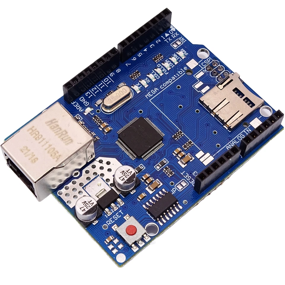 Ethernet Shield + MicroSD-Karten Slot | W5100 Controller für Arduino Uno/Mega R3 - Bild 1 von 4