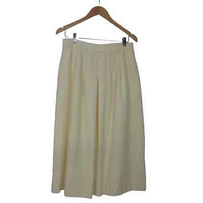 Falda midi plisada 100 % lana marfil S/M de colección Talbots para mujer hecha en EE. UU. cintura 30" Foto 1 de 4