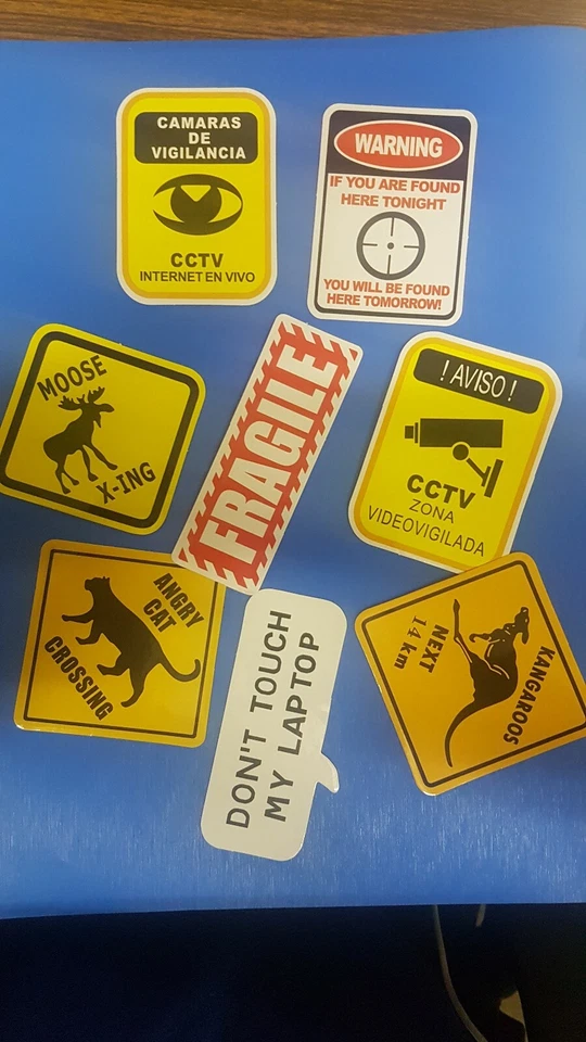 8 of Fun Warning Zone Themed Stickers For Laptop, Suitcase Folder Etc - Image 1 of 1
