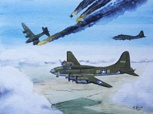 GOUACHE ORIGINAL - Boeing B-17, Flying Fortress ""Memphis Belle""." - Imagen 1 de 1