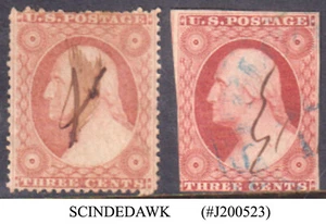 UNITED STATES USA - 1851-61 3c SCOTT#26(perf) & SCOTT#11a (imperf) - 2V - USED - Picture 1 of 2