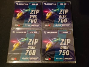 4 FujiFilm 750MB Zip Disks Dual Platform IBM/MAC Compatible NEW Sealed - Picture 1 of 10